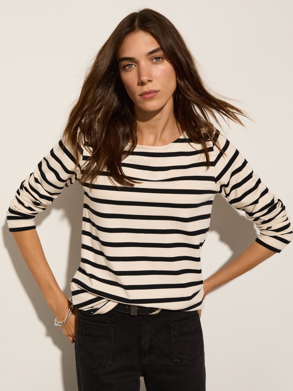 Baukjen Ashley Organic Cotton Top Size 10 Black and White Stripe